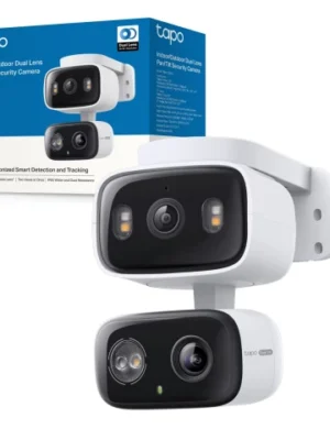Cámara de seguridad exterior TP-Link Tapo C246D con doble lente, función panorámica e inclinación, visión nocturna y focos.